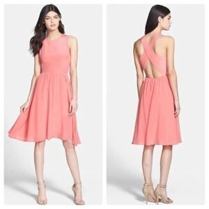 Revolve Line & Dot Crisscross open Back Silk fit and flare Dress S